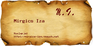Mirgics Iza névjegykártya